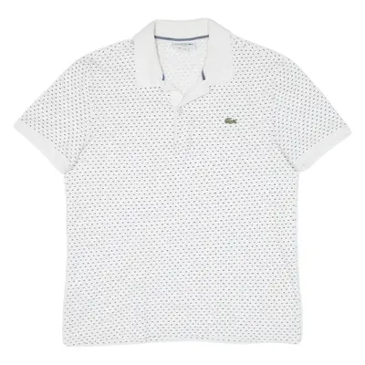 LACOSTE Mens Polo Shirt White Spotted M