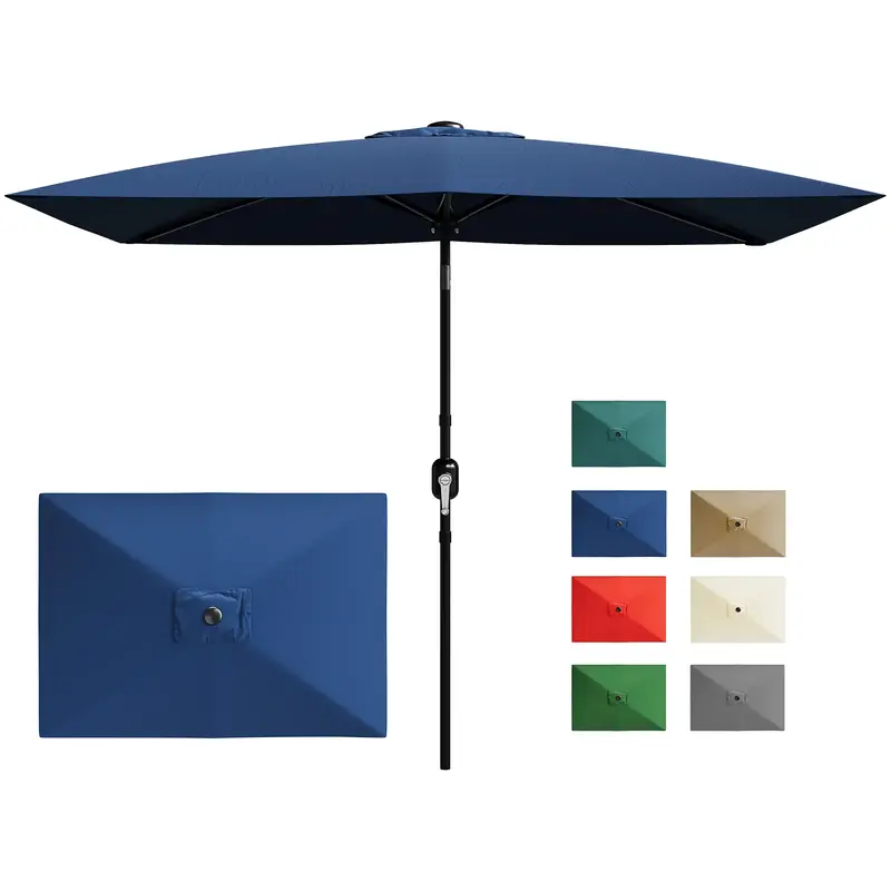 Garvee 10' x 6.5' Rectangular Patio Umbrella – Robust 6-Rib Outdoor Table Umbrella with Crank & Push Button Tilt, UV Sun Sh...