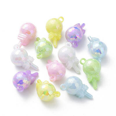 UV Plating Rainbow Iridescent Acrylic Pendants