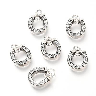 Brass Micro Pave Clear Cubic Zirconia Charms