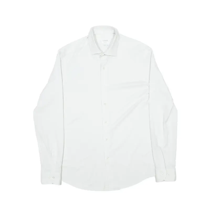 COVERI Slim Fit Formal Shirt Cream 90s Long Sleeve Mens M