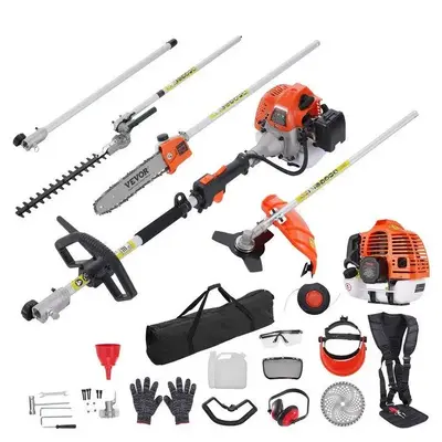 VEVOR 52CC 6-in-1 Multi-Functional Trimming Tools with Gas Hedge Trimmer, Weed Eater, String Trimmer, Brush Cutter, Edger & P...