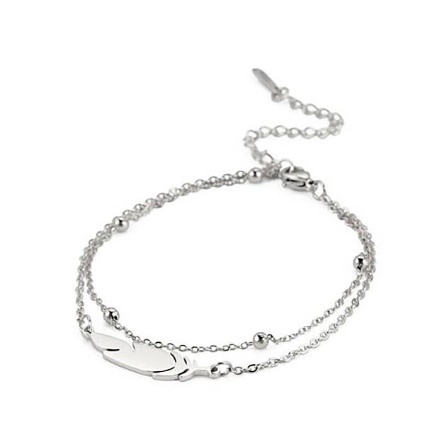 Feather 201 Stainless Steel Link Double Layer Anklets for Women