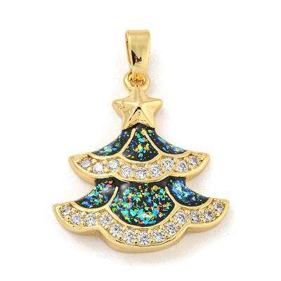 Christmas Brass Micro Pave Cubic Zirconia Pendant