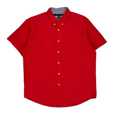 Tommy Hilfiger Short Sleeve Shirt - Large Red Cotton | Size: large