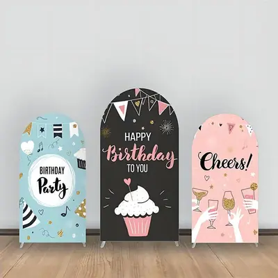 Black Pink Cake Cheers Birthday Arch Backdrop Kit - Aperturee