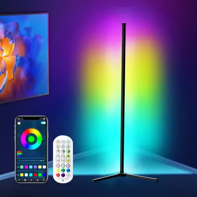 Smart RGB LED Corner Lamp, Color Changing LED Light with App & Remote Control, Music Sync Timer Setting Corner Light for Livi...
