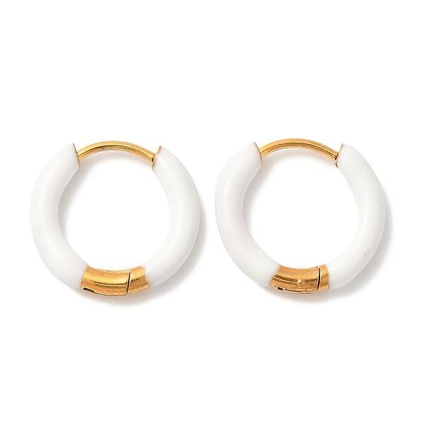 304 Stainless Steel & Enamel Hoop Earrings for Women