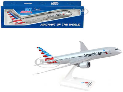 Boeing 787-8 Commercial Aircraft American Airlines (N800AN) Gray with Blue and Red Tail (Snap-Fit) 1/200 Plastic Model by Sky...