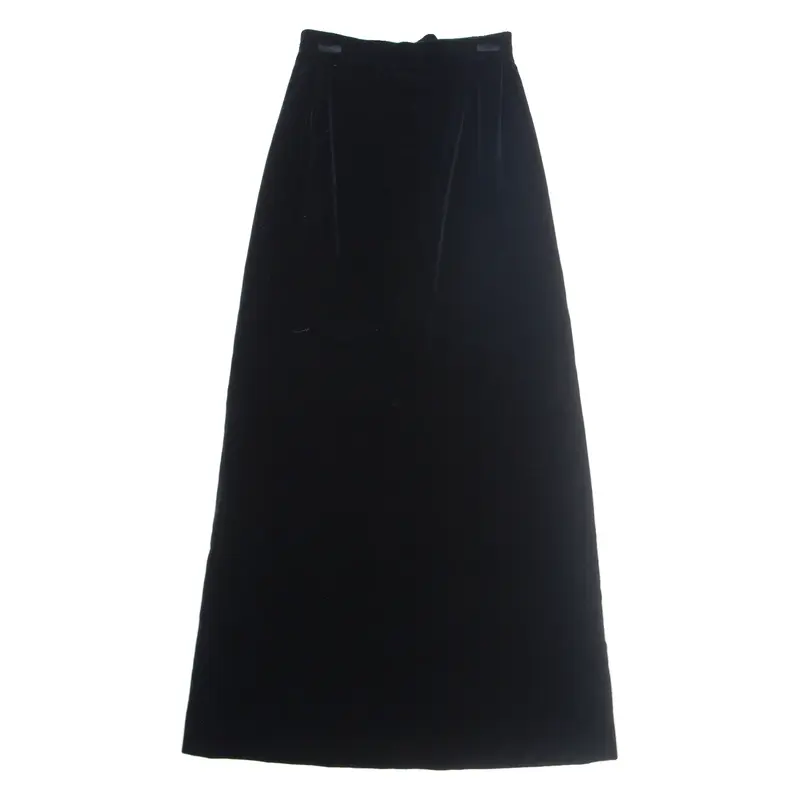 Womens A-Line Skirt Black Long Velvet XS