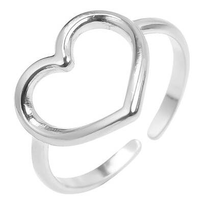 Vintage Stainless Steel Hollow Heart Couple Rings