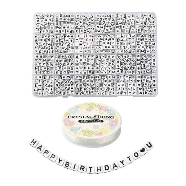 Opaque Acrylic Horizontal Hole Letter Beads