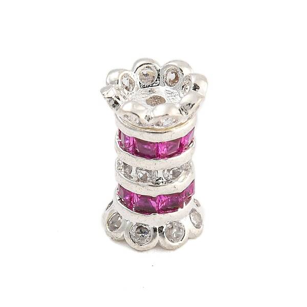 Rack Plating Brass Micro Pave Cubic Zirconia Beads