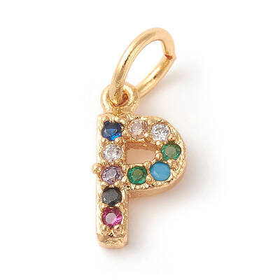 Brass Micro Pave Colorful Cubic Zirconia Charms