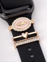 Fashion Watch Band Decorative Ring, 4counts/set Rhinestone & Virgin Mary Design Watch Strap Decorative Ring for iWatch Strap ...