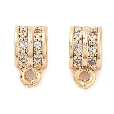 Brass Micro Pave Clear Cubic Zirconia Charms
