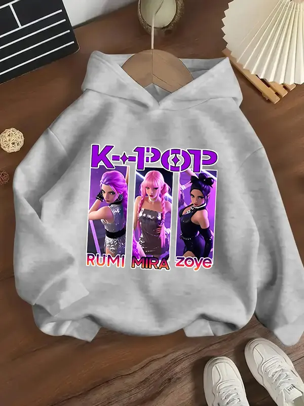 Girls' Kpop Falcon Girl Group Hoodie, Long Sleeve Casual Fitted Sweatshirt, Spring & Fall Fashion, Comfortable Graphic Print ...