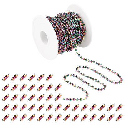 5M Rainbow Color 304 Stainless Steel Ball Chains