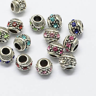 Alloy Rhinestone European Beads