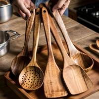 Wooden Utensils Set, 5/10pcs Non-stick Cooking Utensils, Kitchen Utensils Set for Home Use, Kitchen Gadgets,  Household Items