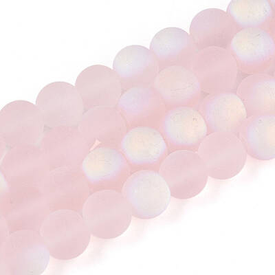 Frosted Transparent Glass Beads Strands