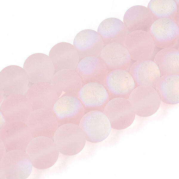 Frosted Transparent Glass Beads Strands