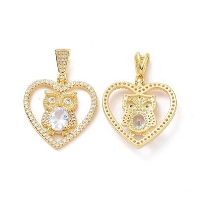Brass Micro Pave Clear Cubic Zirconia Pendants