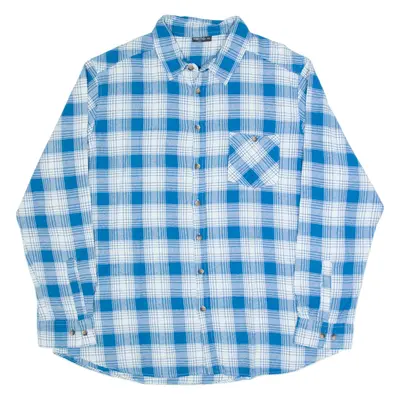 IDENTIC Mens Shirt Blue Check Long Sleeve 2XL