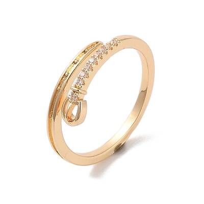 Brass Micro Pave Cubic Zirconia Open Cuff Rings