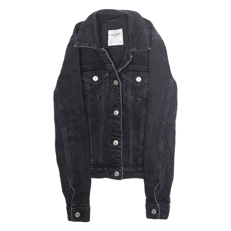 ABERCROMBIE & FITCH Womens Denim Jacket Grey 2XL