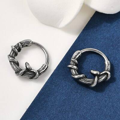 Snake 316 Surgical Stainless Steel Hoop Earrings