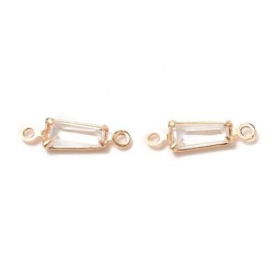 Brass Micro Pave Clear Cubic Zirconia Link Connectors