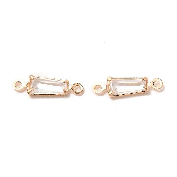 Brass Micro Pave Clear Cubic Zirconia Link Connectors