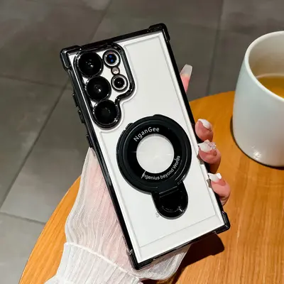 Clear Sticky Holder Phone Case with Four Corners thicken Cushion Lens Protection Film Fit for Samsung S23 S23Plus S23Ultra S2...