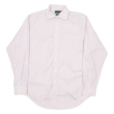 LAUREN RALPH LAUREN Mens Shirt Pink Striped Long Sleeve L