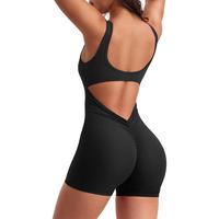 Women Workout Jumpsuits Sexy Backless One Piece Jumpsuits Sleeveless V Back Scrunch Yoga Rompers