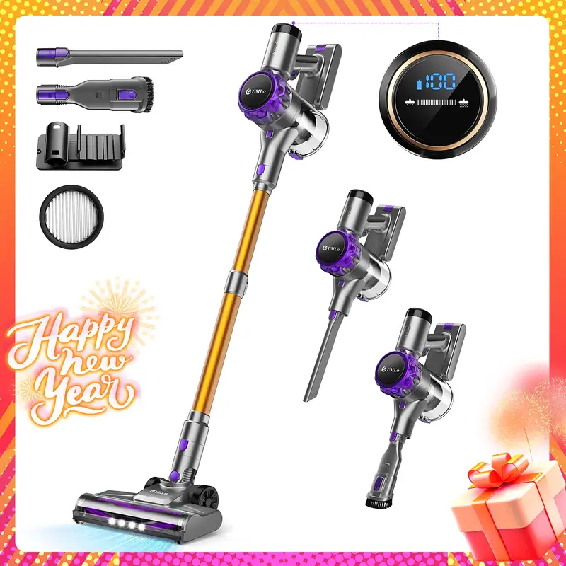 Cordless Vacuum Cleaner, Stick Vacuum with Powerful Suction, 2600mAh Battery, 55 Mins Runtime, Lightweight Rechargeable Vacuu...