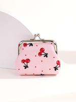 Fall 2025 New Trendy Cherry Pattern Coin Purse for Women, Cute Storage Wallet As Gift, Kiss Lock Buckle Small Stuff Storage B...