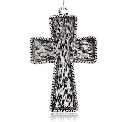 Tibetan Style Alloy Cross Big Pendant Cabochon Settings
