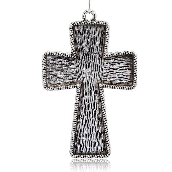 Tibetan Style Alloy Cross Big Pendant Cabochon Settings