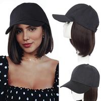 MY-LADY 6inch Short Straight Hat Wigs Baseball Cap With Hat Synthetic Hair for Women