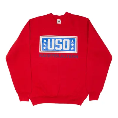 FRUIT OF THE LOOM USO Kaiserslautern Germany Sweatshirt Red Mens L