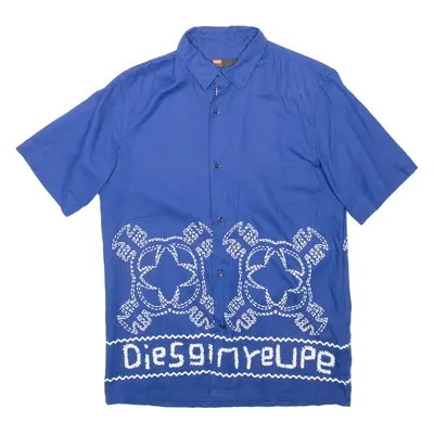 DIESEL Mens Shirt Blue Crazy Pattern M