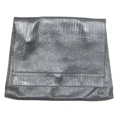 ENRICO COVERI Womens Clutch Bag Black Leather Animal Print