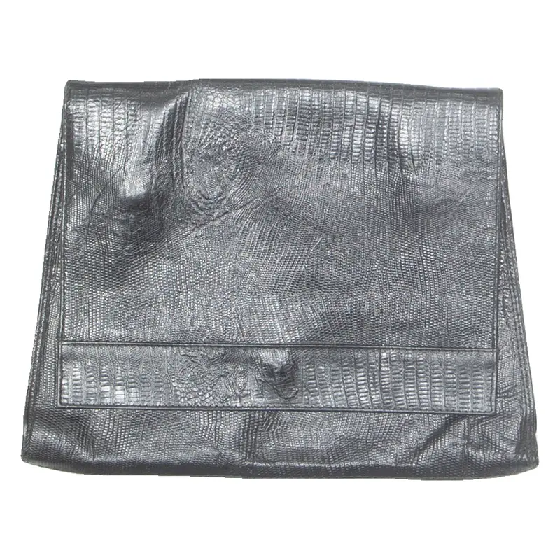 ENRICO COVERI Womens Clutch Bag Black Leather Animal Print