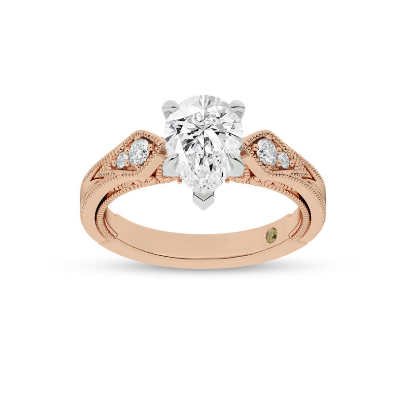 Vesta Vintage Inspired Pear Shape  Lab Grown Diamond Engagement Ring | 18K Rose Gold 3 3/4 CT. TW.