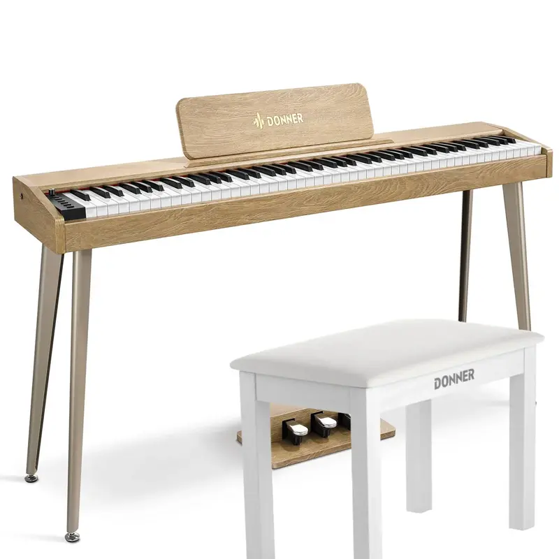 Donner DDP-60 Semi-Weighted Digital Piano - Natural / Piano+White/Black Bench