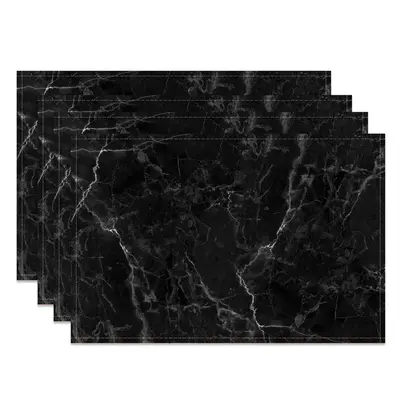 Black White Marble Texture Modern Set Of 4 Placemats - Aperturee