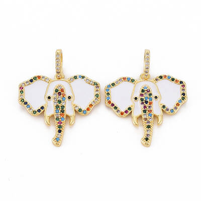 Brass Micro Pave Colorful Cubic Zirconia Pendants