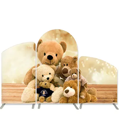 Aperturee Teddy Bears Family Bokeh Wood Arch Backdrop Kit | Circle Arch Backdrop Diy | Diy Arch Backdrop Cover | Chiara Wall ...
